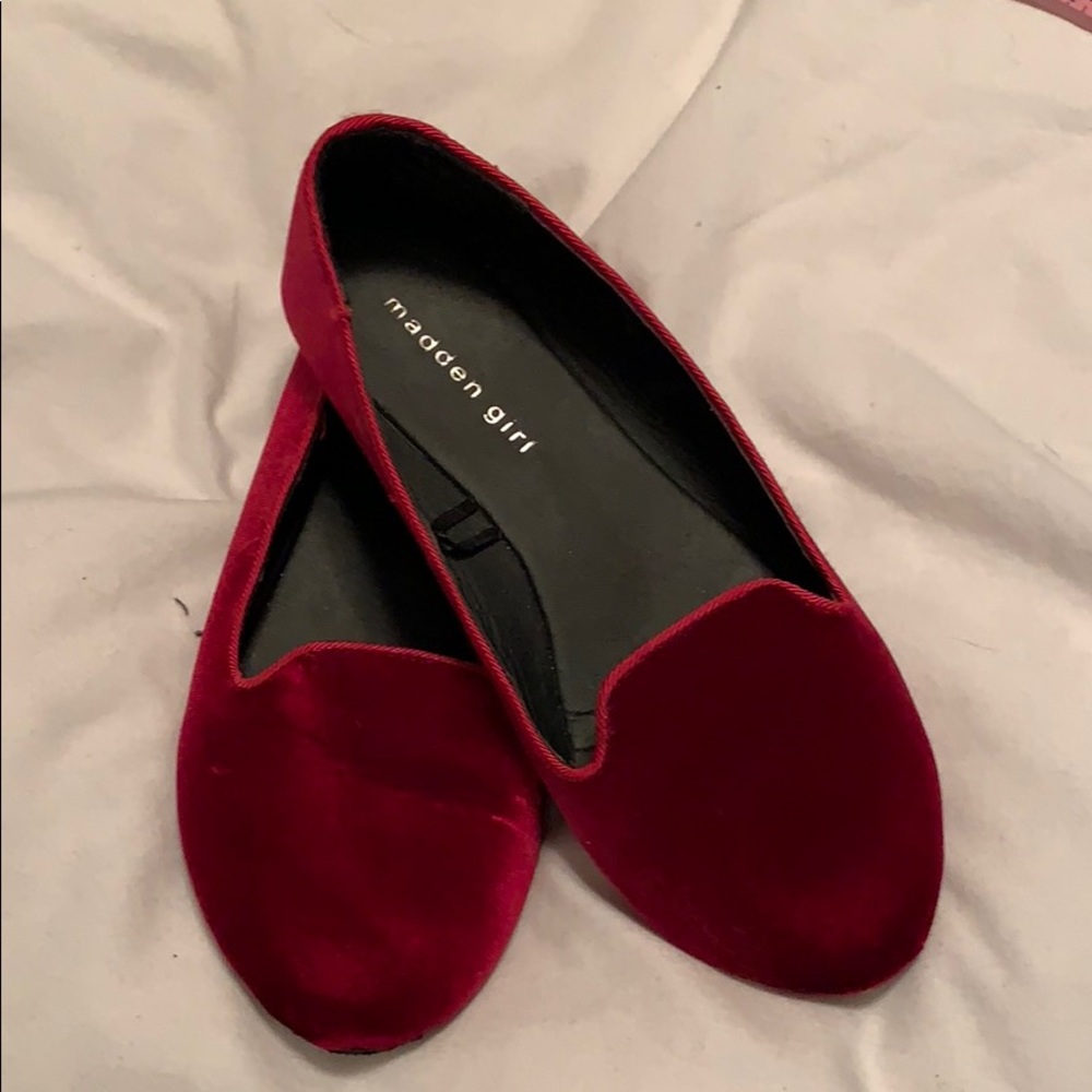 Madden girl red velvet loafers